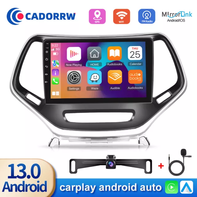 2+64G Android 13 Car Stereo Radio Carplay GPS Navi RDS For Jeep Cherokee 2013-20