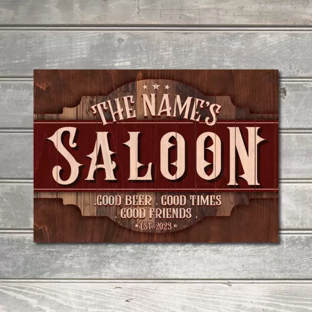 Personalised Custom Saloon Sign Old Town Western Decor Bar Lounge Metal Plaque