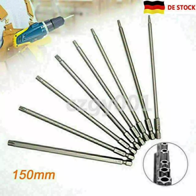 8Stk 150mm TORX T8-T40 Schraubendreher Bit Satz Innensechskant Sicherheit DE