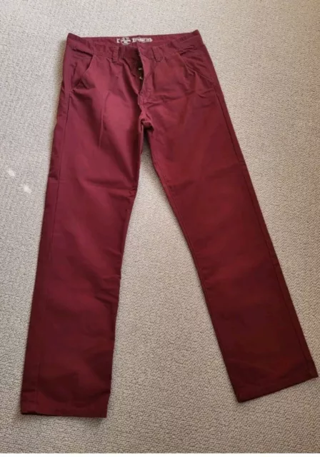 Red Herring Maroon Button Up Trousers Size 34R