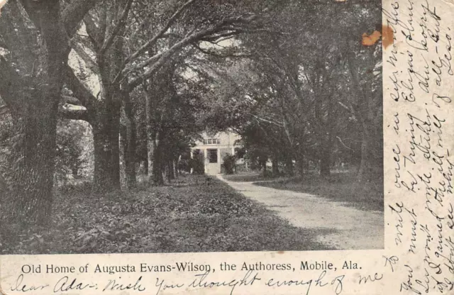 Old Home Of Author Augusta Evans-Wilson Mobile Alabama Dpo Postcard 1908