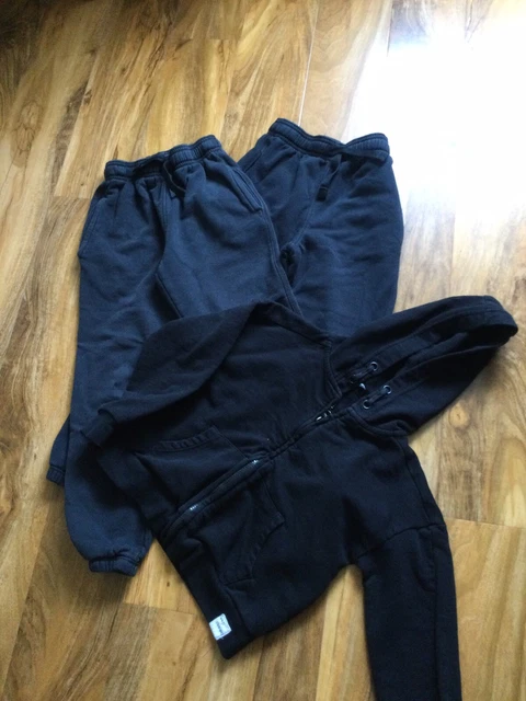 Girls Bundle Age 7-8 2 x pair M&S Black Joggers and Black Cropped Hoodie