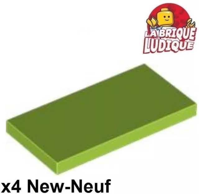 Lego 4x Tile plaque lisse 2x4 with Groove vert citron/lime 87079 NEUF