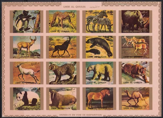 Umm al Qiwain 1972 ** Mi.1370/85 B Klbg. Seltene Tiere Rare Animals Fauna Nature