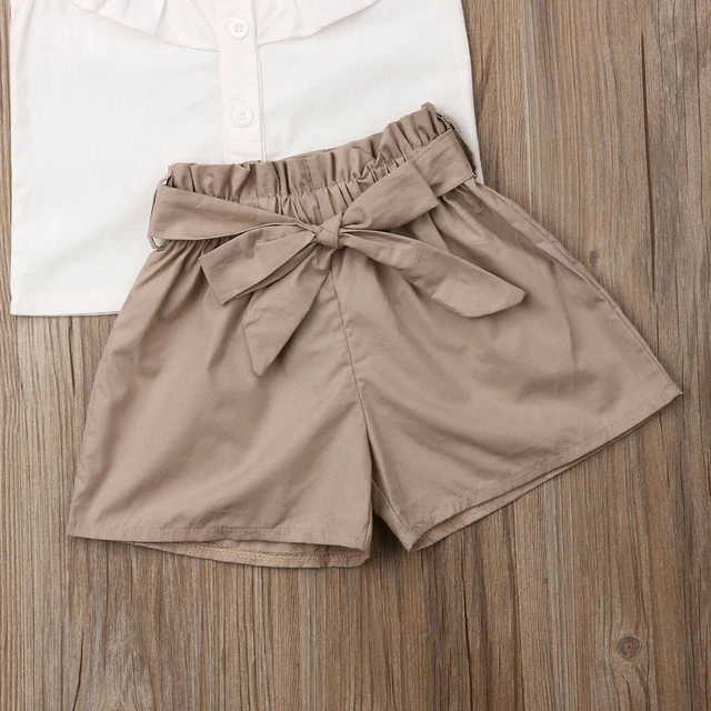 T-shirt bambina Regno Unito top + pantaloni corti abiti bambini set abiti estivi 12