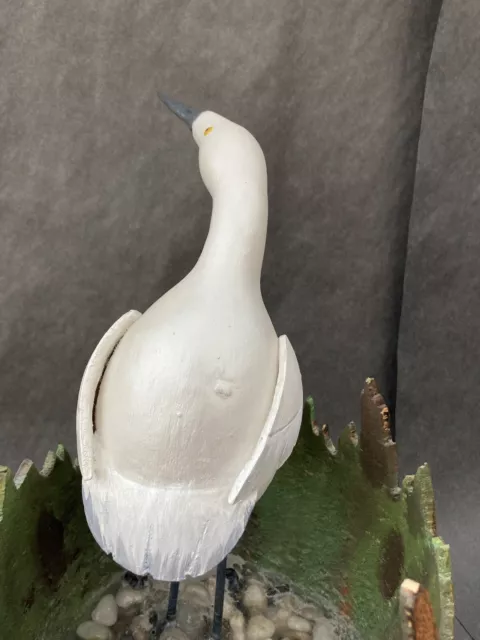 US folk art Gourd Marsh Bird Hand carved & painted sculpture vintage Signed 2
