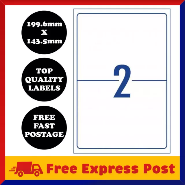 [2 Per Page] A4 Self Adhesive Address Labels Paper Sheet Mailing Sticker 2 UP