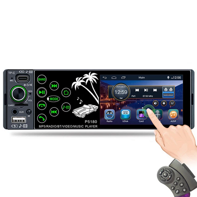 1Din 4.1in Car MP5 Player Stereo Radio Receiver Head Unit Steering Wheel Control