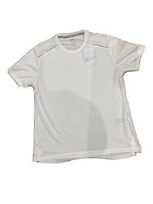 T-shirt da uomo Nike Miler Dri-FIT Breathe Running bianca nuova con etichette - grande *rara*