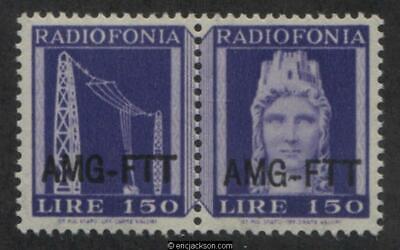 AMG Trieste Radio Tax Stamp, FTT RT3 se-tenant pair, mint, VF