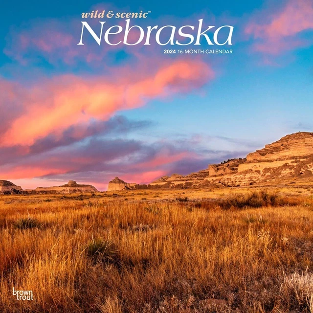 NEBRASKA WILD & Scenic 2024 12x24" Monthly Square Wall Calendar 16.