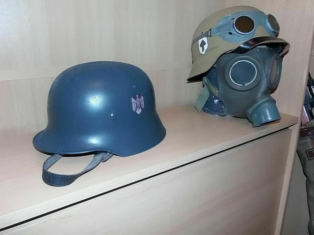 Stahlhelm met. p7770o. innenfutter und kinnriemen aus leder