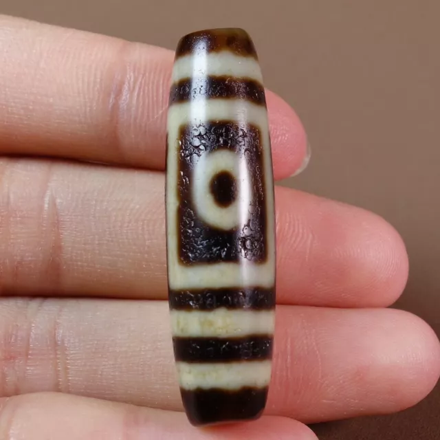 Brown Old Agate Rare 2 Eyes DZI Beads Ancient Tibetan Amulet Pendant GZI #749