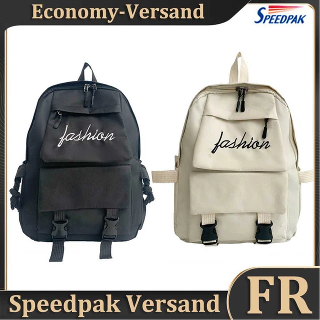 Canvas Letters Printing Backpack Student School Travel Large Capacity Handbags H