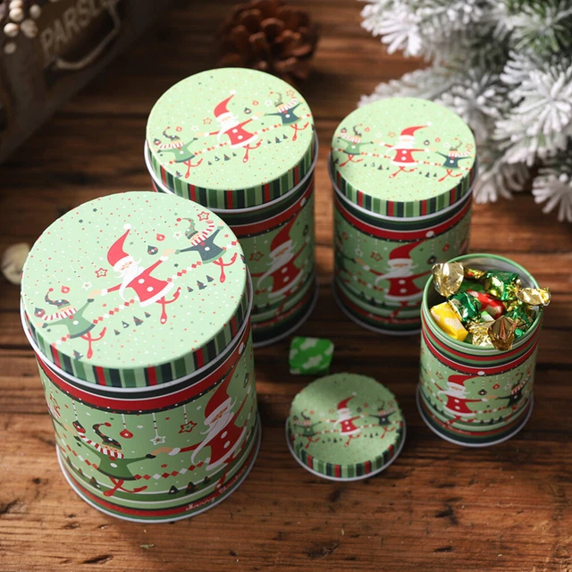 4 pz scatole di latta caramelle barattoli di metallo contenitori per biscotti regalo verde