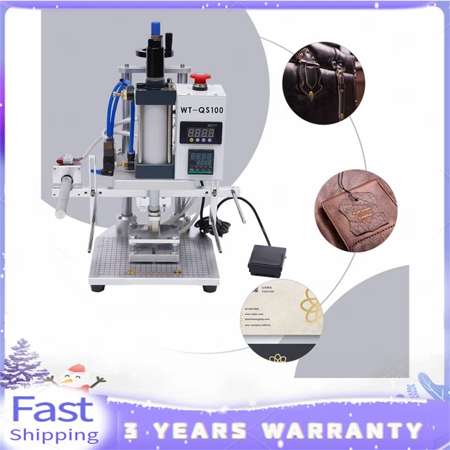 500W Air Operated Hot Foil Stamping Machine Leather PU PVC Logo Press 80*100mm