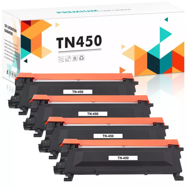 4 PK Compatible For Brother TN450 High Yield Toner Cartridge MFC-7860DW Printer