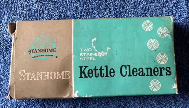 STANHOME VINTAGE KETTLE CLEANERS x 2 IN ORIGINAL BOX, STAINLESS STEEL, NOT USED