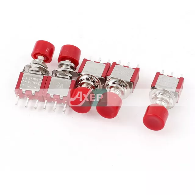 A● 5Pcs NO/NC SPDT Momentary Push Button Switch AC 250V 2A / 120V 5A