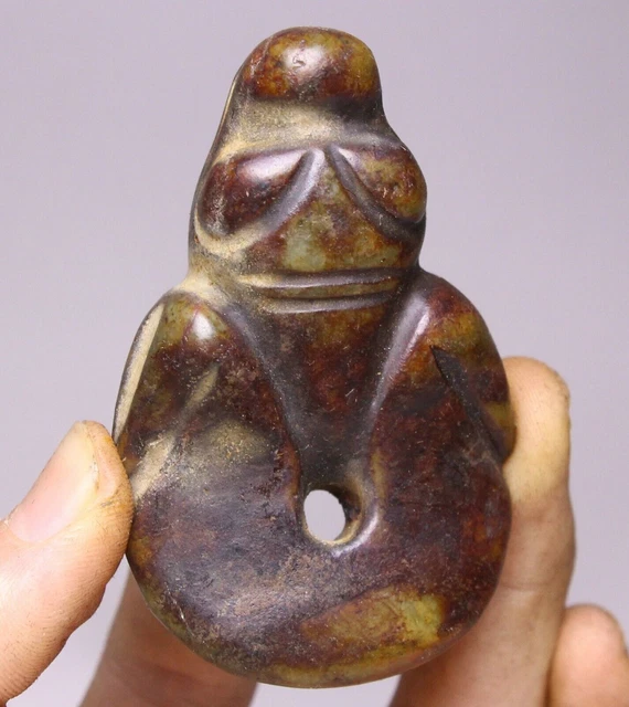 7CM HONGSHAN CULTURE Old Jade Carve Dragon Beast Head Amulet Pendant ...