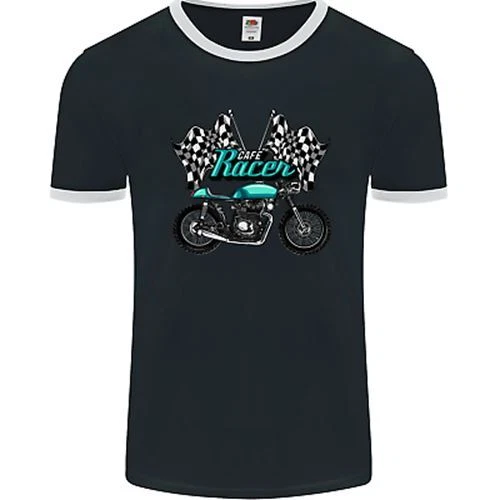 Cafe Racer Biker Motorcycle Motorbike Mens Ringer T-Shirt FotL