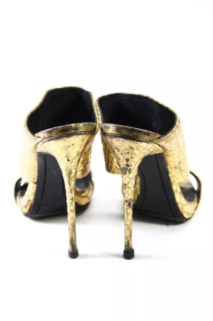 Giuseppe Zanotti Design Womens Stiletto Metallic Snake Print Sandals Gold 37 3