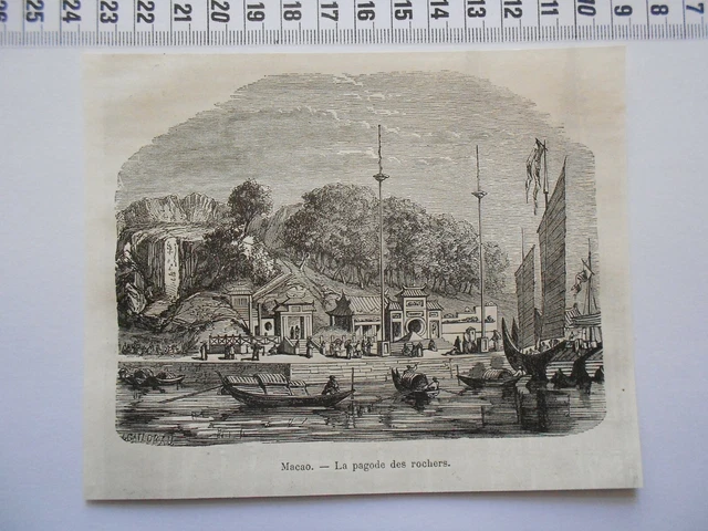 G66  / Gravure 1877 /   Macao La Pagode Des Rochers