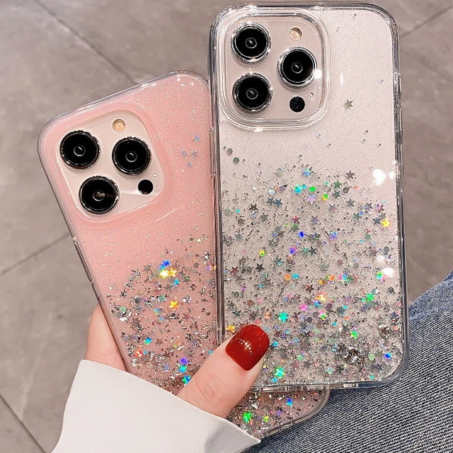 Hülle für iPhone 14 13 Pro Max 12 11 XR XS 8 7 Glitzer Silikon Handy Case Cover 8