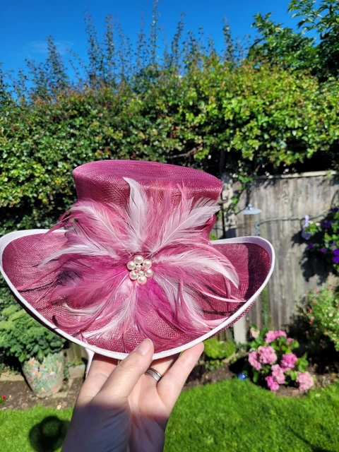 Cappello Matrimonio Jacques Verde Rosa Piuma Madre Sposa Corse Cocktail Formale