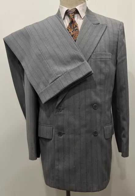 Abito a righe azzurro chiaro da uomo anni '50 DB su misura due pezzi vintage 38-40 M