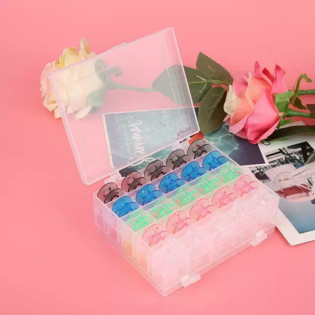 50x Double-deck Spools Color Bobbins Sewing Machine   Storage Clear Box