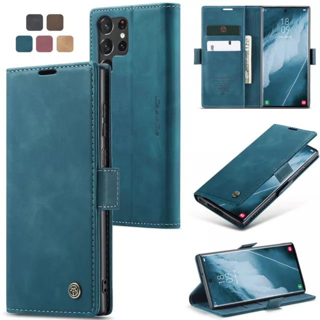 Premium Leather Magnetic Folding Wallet Card Stander Case Cover For Cell Phones