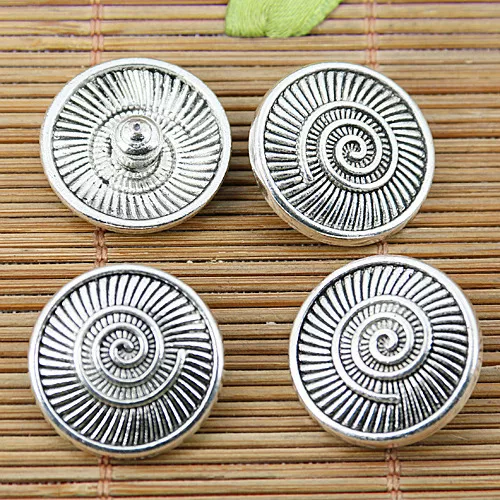 6pcs Tibetan silver swirl round snap button findings EF1668