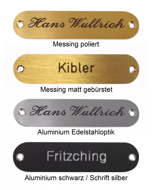 Messing od-Alu-Namensschild-85 x 20 mm-mit Gravur-Türschild-Schild-Klingelschild