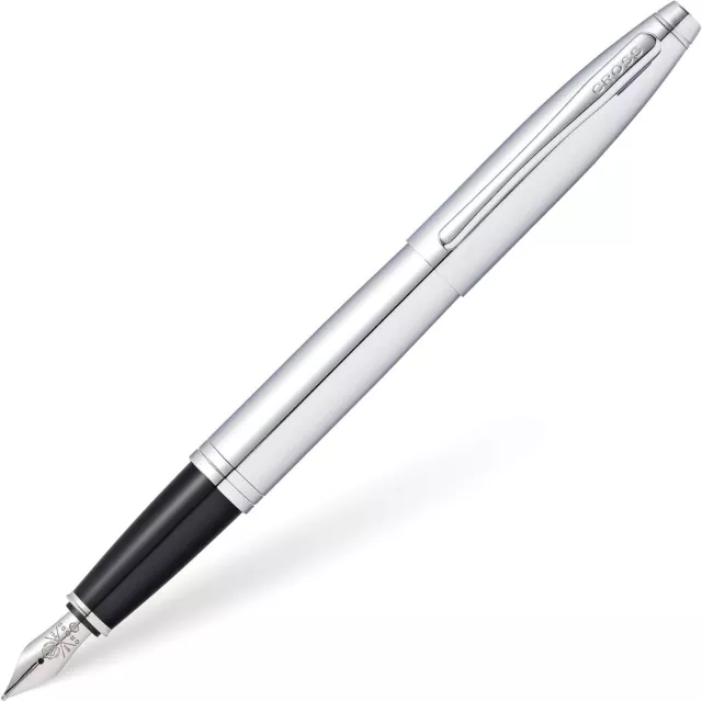 Cross Calais Polished Chrome Fountain Pen with Stainless Steel Medium Nib