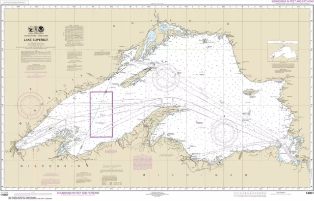 2016 Nautical Map of Lake Superior