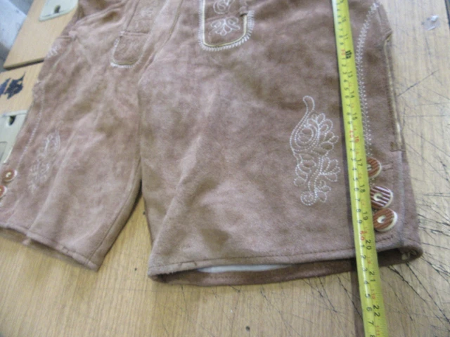 Vintage Austrian Trachten Lederhosen Octoberfest Leather Trousers Shorts Uk 38" 3