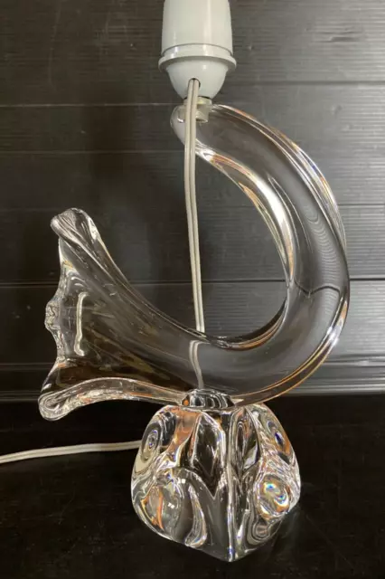 Cristal Daum France Paire de pied de lampes oiseaux 1960 crystal XX 2