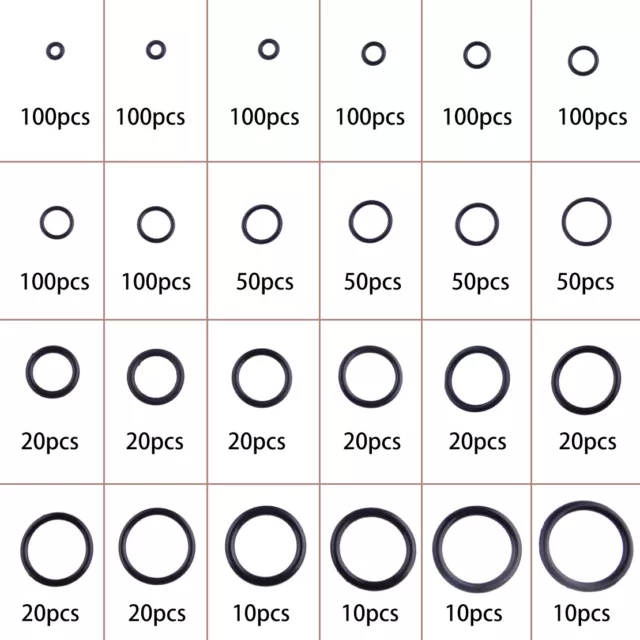 1200Pcs 1.5mm 2.4mm 3.1mm O-Ring Seal Washer Gasket Assortment Kit Universal