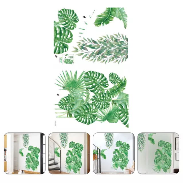 2 Pcs Grüne Vegetation Wandaufkleber PVC Selbstklebendes Wandtattoo