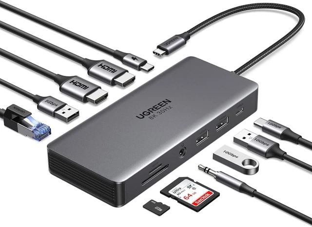 UGREEN REVODOK PRO 211 docking station USB C, 11 in 1 hub USB C doppio ...