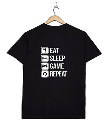 EAT Sleep gioco T Shirt Novità Divertente Regalo Scherzo Regalo Nero Bianco Rosa