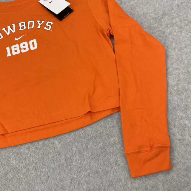 Womens Nike Oklahoma State Cowboys Long Sleeve Cropped T-Shirt Orange SZ Medium 3