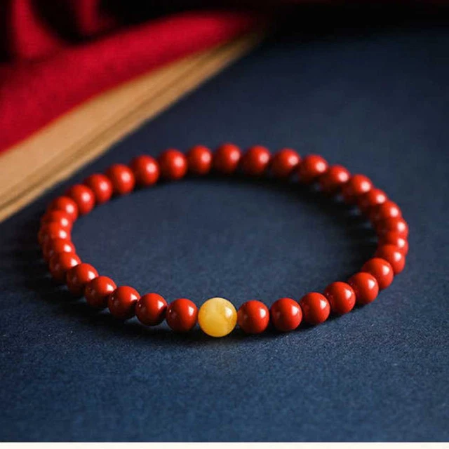 6MM Natural Cinnabar Baltic Amber Turquoise Bracelet Seven Chakras Mental Yoga
