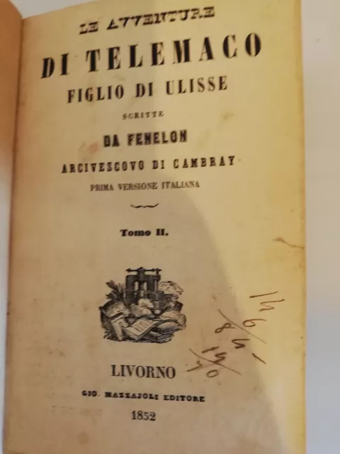 Le avventure di Telemaco, Tomo II, Fenelon, Livorno 1852