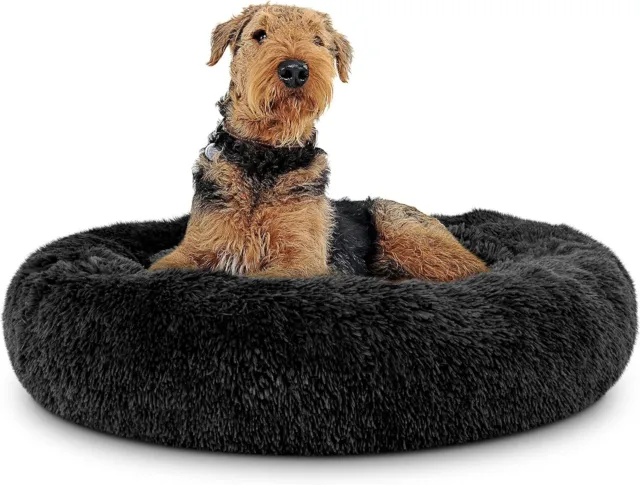 Calming Comfy Donut Small Dog Cat Beds Warm Bed Pet Round Plush Puppy Beds 50 cm