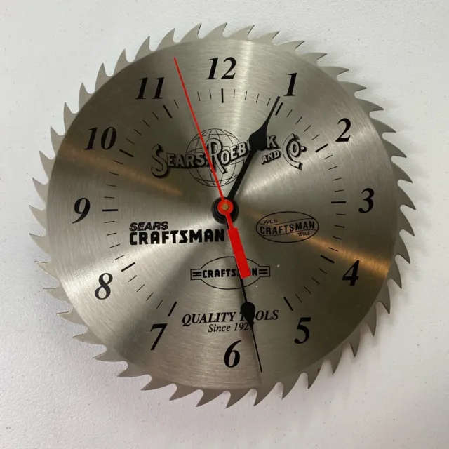 Sears and Roebuck Craftsmen 10” Saw Blade Wall Clock Advertising Sign
