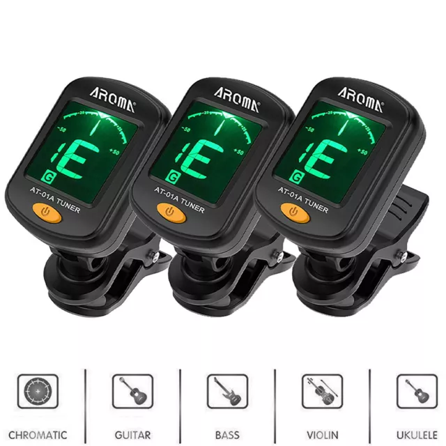 Chromatic LCD Clip On Tuner Electric Acoustic Guitar Bass Violin Banjo Ukulele