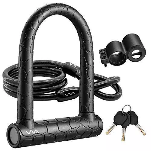 Heavy Duty Bike U Lock Shackle Mounting Bracket Anti Theft 4ft Security Cable