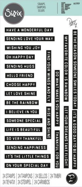 Sizzix Good Vibes 3 Tickerband Sentiment klar Stempel Set Geburtstag Kartenherstellung